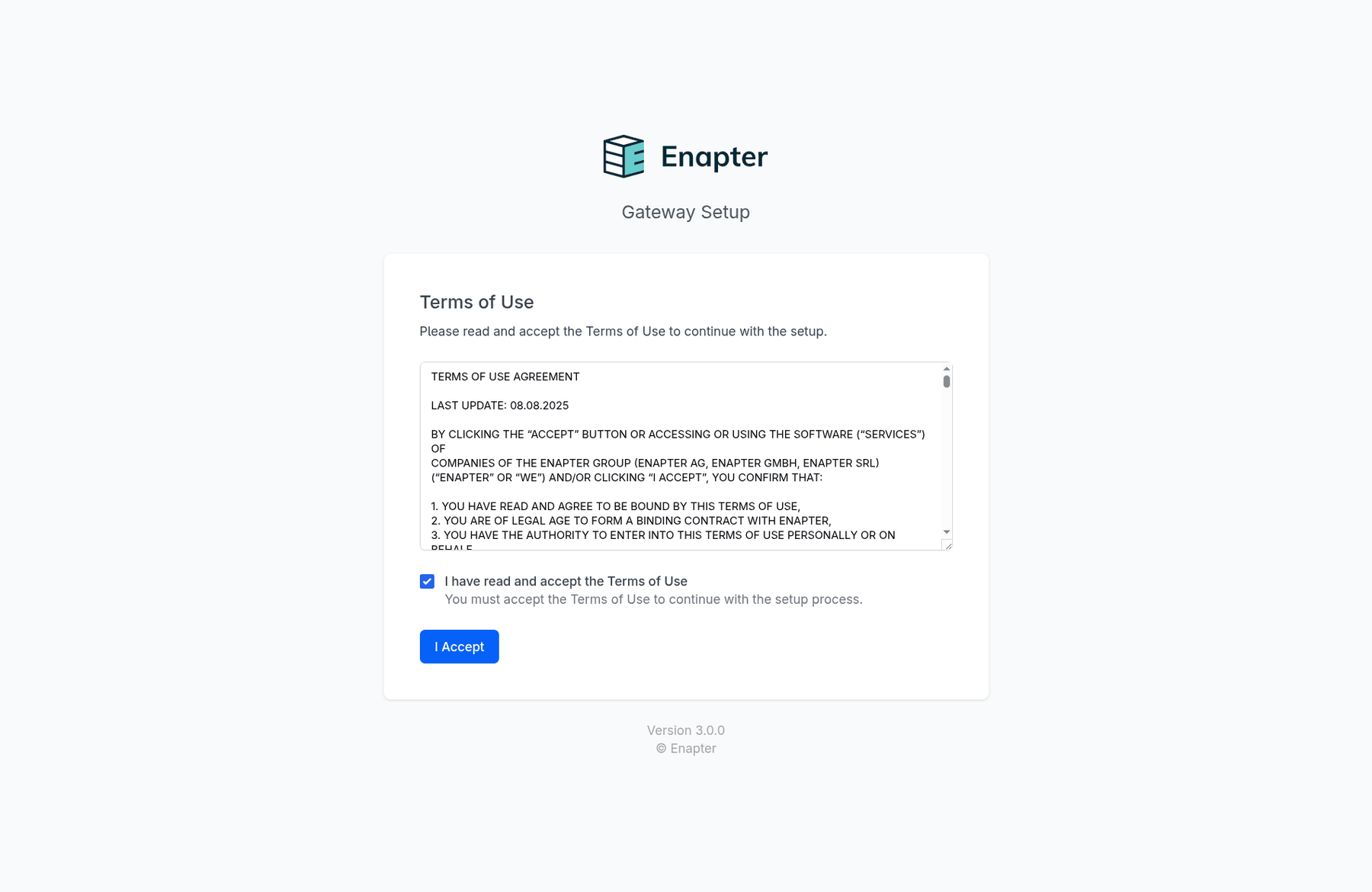 Enapter Gateway license agreement